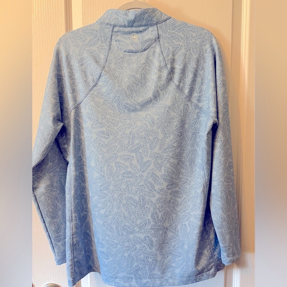 Peter Millar Light Blue Leaf Pattern Quarter Zip - image 2